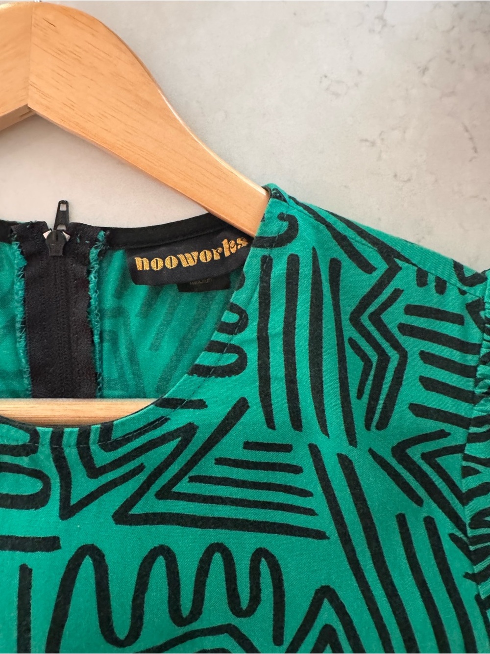 Nooworks Green Geometric Short Sleeve Swing Dress - Picture 4 of 4